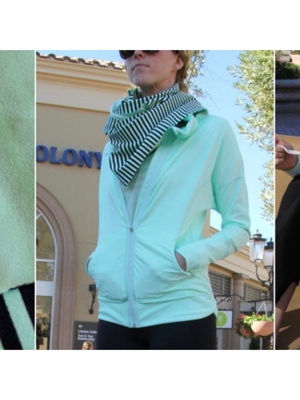 Lululemon Vinyasa Shawl Green Mint Stripes One Size